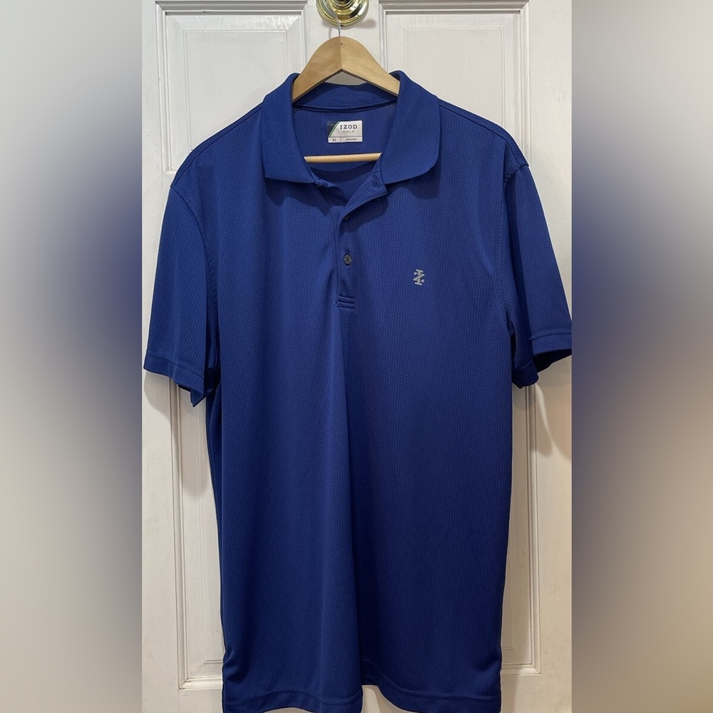 Izod Golf Blue Short Sleeve 100% Polyester Polo Men’s Size XL
